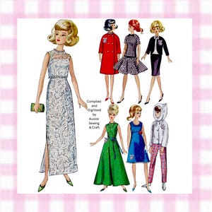 PDF Barbie Fashion Doll Clothes Vintage Revised 9396 Simplicity Sewing Pattern