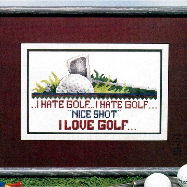 PDF I Love Hate Golf Counted Cross Stitch Vintage Pattern