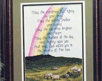 PDF Irish Rainbow Blessing Sampler Counted Cross Stitch Vintage Pattern