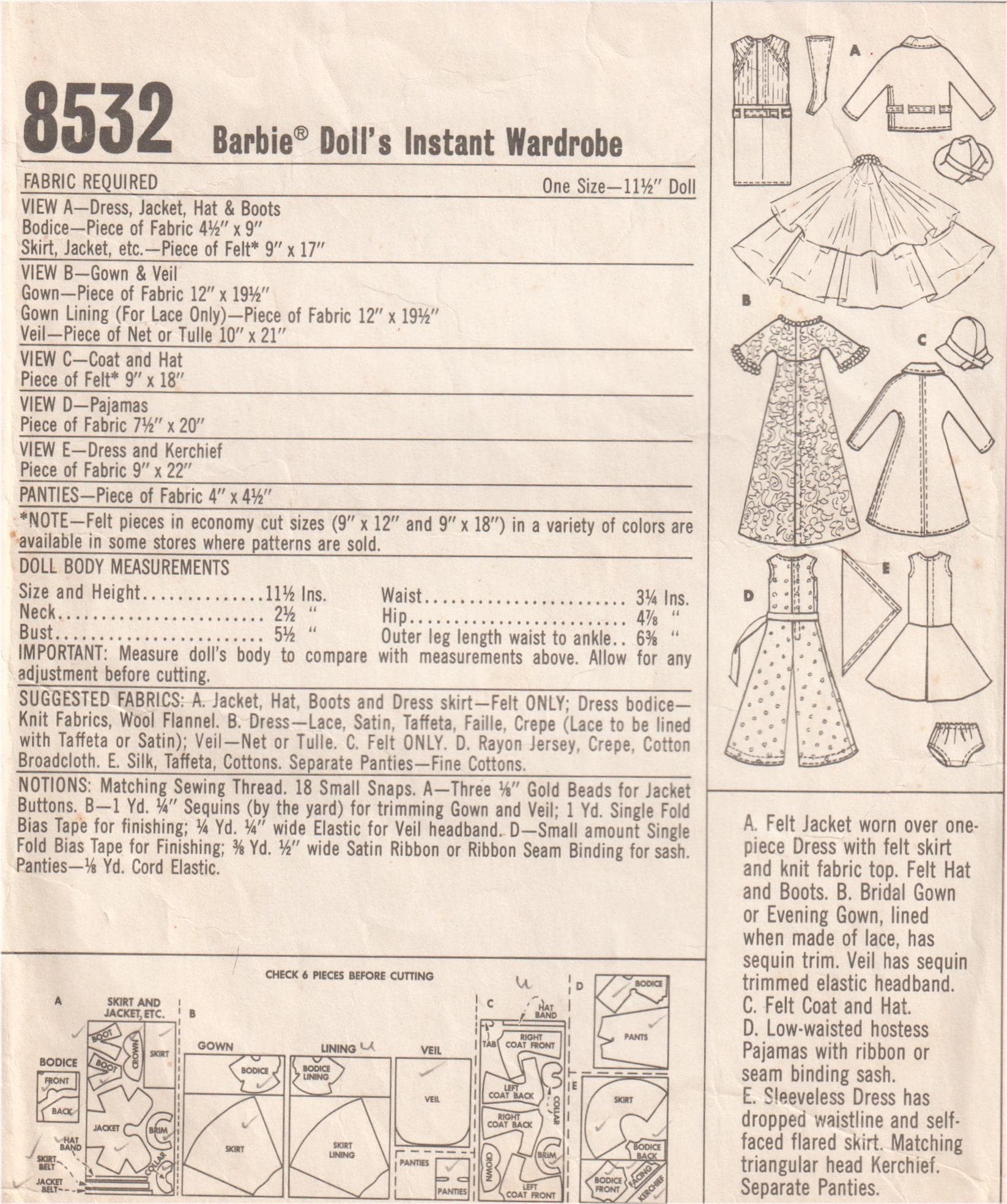 PDF Barbie Midge Instant 60s Wardrobe Vintage Mccall's 8532 Sewing ...