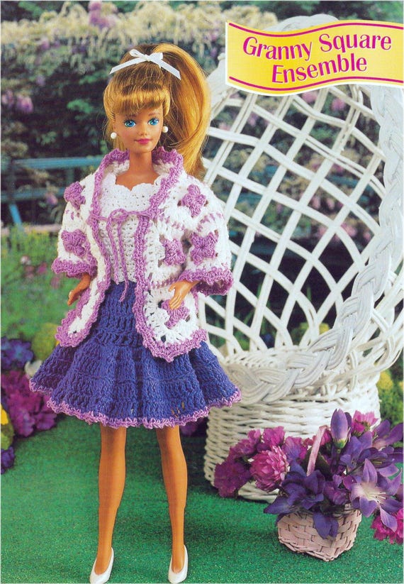PDF Barbie Doll Granny Squares Outfit Vintage Crochet Pattern