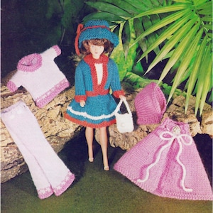 PDF Barbie & Fashion Dolls 50s Look Outfits Vintage Hand Knitting Pattern