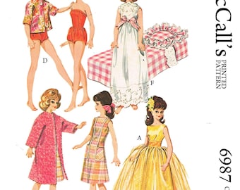 PDF Barbie Summer Set Fashion Doll McCall's 6987 Vintage Sewing Pattern
