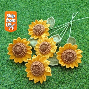 Handgemaakte gehaakte zonnebloem, boeket voor jubileum/verjaardag, Valentijnsdag, Halloweencadeaus, gehaakt bloemboeket, uniek cadeau voor moeder