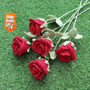 Handgefertigte gehäkelte Rose, Blumenstrauß für Jubiläums- / Geburtstagsgeschenke, gehäkelter Blumenstrauß zum Valentinstag, Muttertagsgeschenke, rote Rosen, Geschenke für sie