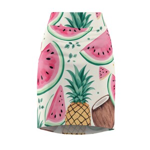 Tropical Fruit Pencil Skirt - Summer Vibes, Beachwear, Vacation Outfit, Cute Skirt, Fun Fashion, Casual Style