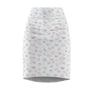 Whimsical Tea Party Pencil Skirt, Cute Vintage Skirt, Floral Print Skirt, Tea Lover Gift, Spring Fashion, Unique Style