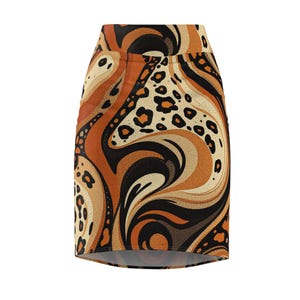 Boho Print Pencil Skirt, Chic Women&#039;s Skirt, Retro Style, Workwear, Date Night, Casual Outing, Warm Weather Apparel