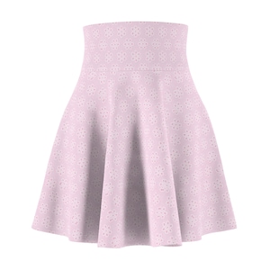 Floral Pink Skater Skirt, Whimsical Summer Apparel, Retro-Inspired Fashion, Trendy Women&#39;s Clothing, Perfect for Festivals, Casual Outings