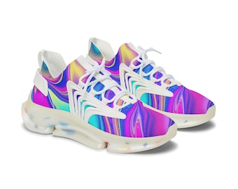 カラフルなメッシュスニーカー 鮮やかなレディースメッシュスニーカー｜カラフルな花柄アスレチック