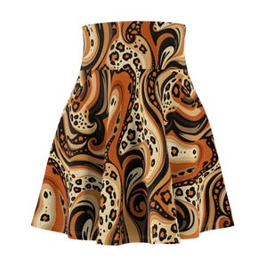 Retro Patterned Skater Skirt, Bold Fashion Statement, Unique Gift for Her, Summer Wear, Festival Attire, Dance Class Outfit