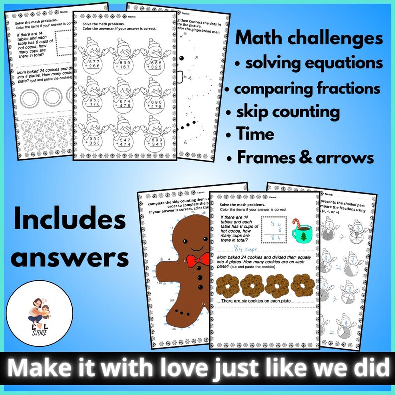 3rd Grade Winter Math Packet | Holiday Worksheets & Printable Games ...