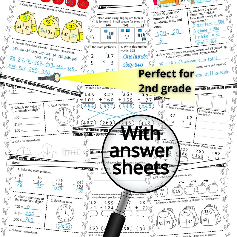 2nd Grade Back to School Math Mystery: Review Activities & Worksheets ...
