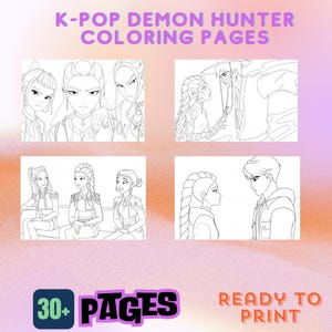 K-Pop Demon Hunters Coloring Book | 30+ Printable Pages | Digital Download | Anime Girl Coloring Pages for Teens & Adults | Kpop Fan Art