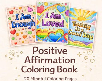 Livre de coloriage sur l'affirmation positive pour adultes | 20 pages à colorier pleines d'esprit pour se détendre, avoir confiance en soi et soulager le stress | PDF imprimable