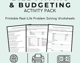 Bill Paying & Budgeting Worksheets for Adults | Life Skills Money Management | Executive Function | Problem Solving Activities | Printable