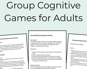 Printable Group Cognitive Activities for Adults | Senior & Therapy Group Games | Digital Download