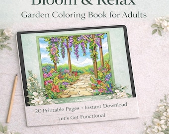 Coloriages de jardin pour adultes | Livre de coloriage botanique PDF | Motifs floraux et naturels relaxants | Coloriages à imprimer