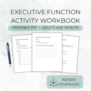 Executive Function Cognitive Activity Workbook for Adults | Functional Brain Exercises for Memory, Attention & Reasoning | Printable PDF