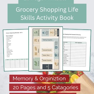 Grocery Shopping Executive Function Worksheets | Life Skills & Problem Solving Activities | Cognitive Daily Living Practice | Printable PD