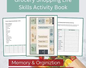Feuilles de travail de la fonction exécutive pour l'épicerie | Activités de dynamique de vie et de résolution de problèmes | Pratique cognitive de la vie quotidienne | DP imprimable