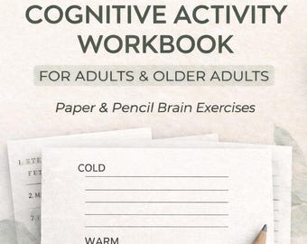 Cognition Activity Workbook for Adults | Paper & Pencil Brain Exercises | Word Ladders, Word Puzzles | Executive Function Tasks