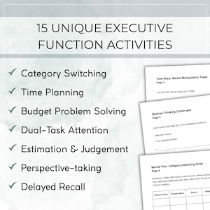 Executive Function Cognitive Activity Workbook for Adults | Functional Brain Exercises for Memory, Attention & Reasoning | Printable PDF image 2