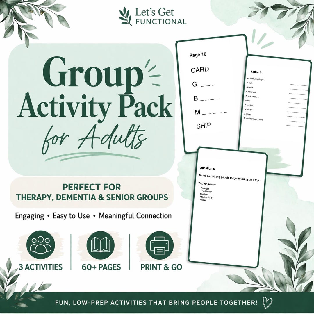 Printable Group Cognitive Activities for Adults | Senior & Therapy