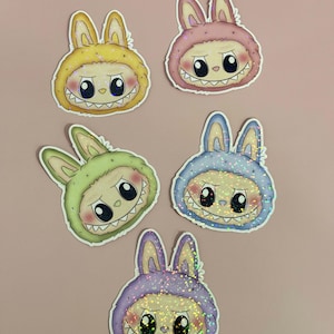 Labubu Face Glossy Vinyl Sticker  / Labubu cute monsters Sticker Bundle of 5 or individuals / Waterproof Sticker / Water bottle Stickers /