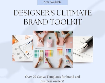 Kit de ferramentas de marca para designers | Mais de 20 modelos do Canva | Logotipo, propostas, faturas, guia de marca | Freelance