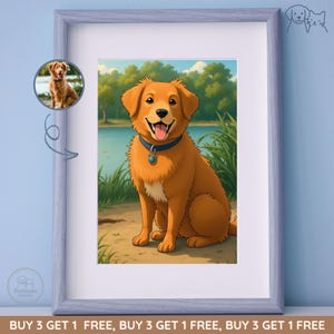 Digital Dog Portrait Ghibli Style | Custom Pet Art | Cartoon Pet Illustration | Unique Gift for Dog Lovers