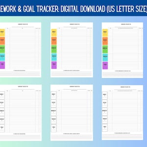 Homework Task to Goal Tracker | Printable Homework Tracker | Study Motivation & Self Monitoring | Student Daily Weekly School Planner PDF