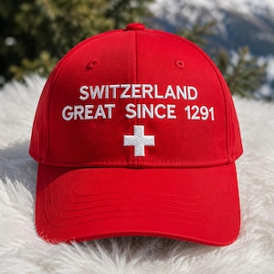 Zwitserland, groot sinds 1291, rode pet, geborduurde Zwitserse vlag, pet voor papa, WK-fan cadeau