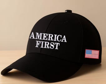 America First Hat, Trump 2024 Hat, MAGA Embroidered Baseball Cap, Conservative Republican Hat, USA Flag Hat, Make America Great