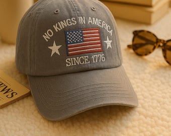 Boné "No Kings in America", Boné "Since 1776 USA", Boné com a Bandeira Americana Bordada, Boné Político, Boné Patriótico Anti-MAGA, Presentes para o Dia da Independência
