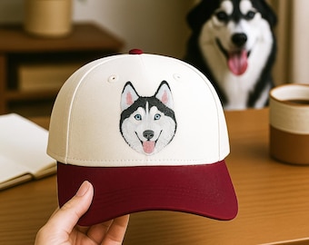 Embroidered Dog Cat Photo Hat, Custom Pet Hat, Personalized Christmas Gift, Custom Pet Face Embroidery Cap, Pet Lover Gift, Dog Photo Hat