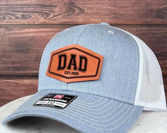 Personalized Dad Patch Hat, Trucker Hat, Leather Patch Hat, Dad Birthday Gift, New Dad Gift, Gift For Husband, Custom Hat, New Dad Present