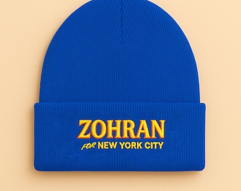 Zohran NYC Beanie, Embroidered Cuffed Hat, Mayor Mamdani Hat, Liberal Winter Cap, NYC 2026 Hat, Cuffed Knit Beanie