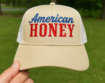 American Honey Trucker Hat, USA Hat Embroidered, Patriotic Baseball Hat, USA Country Style Hat, 4th of July Hat, Independence Day Hat