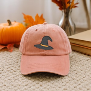 Halloween Witch Hat Baseball Cap, Embroidered Witch Hat, Spooky Season Hat, Fall Aesthetic Cap, Halloween Outfit Accessory, Witch Hat