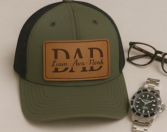 Custom Dad Hat with Kids Names, Personalized Dad Hat, Grandpa Trucker Hat, Dad and Son Hats, Fathers Day Hat, Dad Gifts From Kids, Patch Hat