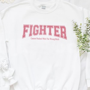 Cancer Awareness Sweater, Preppy Breast Cancer Fighter Sweatshirt, Funny Cancer Pullover, Cancer Survivor Gift, Cute Support Squad Crewneck