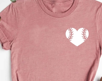 Women's Baseball Heart Graphic Tee - Casual Short Sleeve Game Day Shirt - View #4