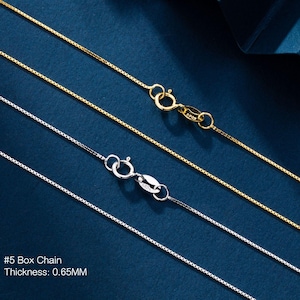 Solid S925 Sterling Silver Plain Chains, Dainty 18K Gold Vermeil Chains, Sterling Silver Box Chain, Curb Chain, Cable Chain, Universal Chain