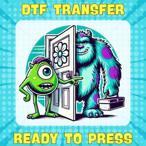 Transfert DTF monstres, conception de chemise de personnages monstres mignons, Mike Sulley Boo imprimable, film prêt à presser Disney, impression Disneyland Dtf