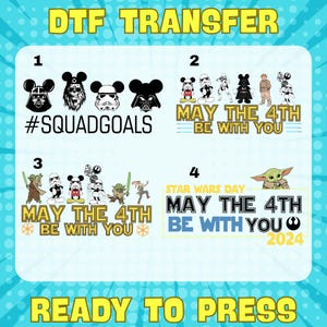 Star Wars Mickey Ears DTF Transfer, Disney Inspired Direct to Film Print, Star Wars Dtf Print, Cute Galaxy Characters, Cartoon Shirt Design
