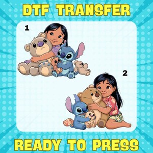 Lilo and Stitch DTF Transfer - Summer Ready To Press, Cool Hawaiian Cartoon Iron On Design, DisneyReady to Press, Lilo Stitch Dtf Print