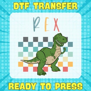 Transfert Toy Story DTF, personnage Disney Pixar prêt à imprimer, impression DTF Buzz Woody Jessie Rex, jolie chemise DTF pour enfants, anniversaire Toy Story
