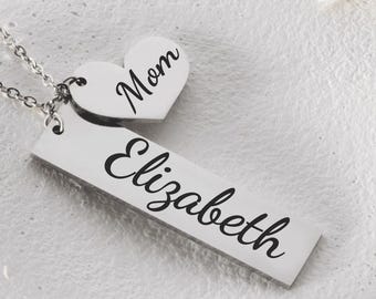 Personalized Name Necklace Gift for Women, Engraved Gift for Mom, Charm Necklace for Grandma, Pendant Necklace,Mother's  Necklace