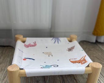 Bunny Dream Bed, Kaninchen Bunnie Hängematte - Holzbett für kleine Haustiere Katze oder Hund, hoher Komfort und Qualität, moderne Möbel, Holzspielzeug